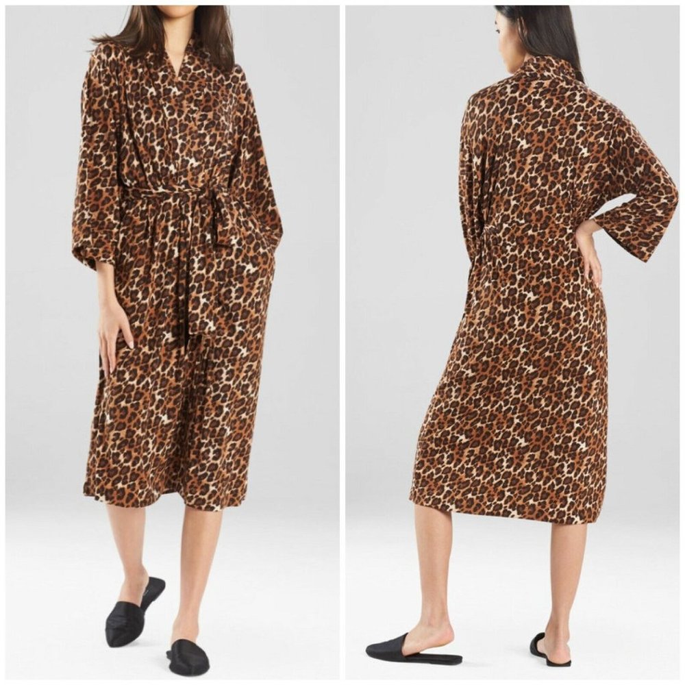Natori N Natori Robe Small Wild Instinct Animal Print Brown Pockets Cheetah Tie